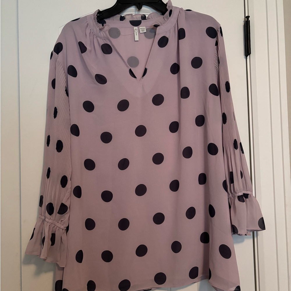 Elegant Lavender Polka Dot Blouse